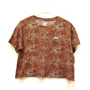 Pink Victoria secret cropped tee cheetah printed S